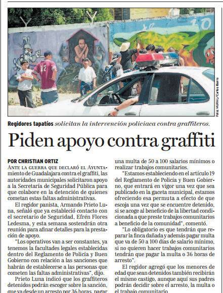 Piden apoyo contra graffiti
