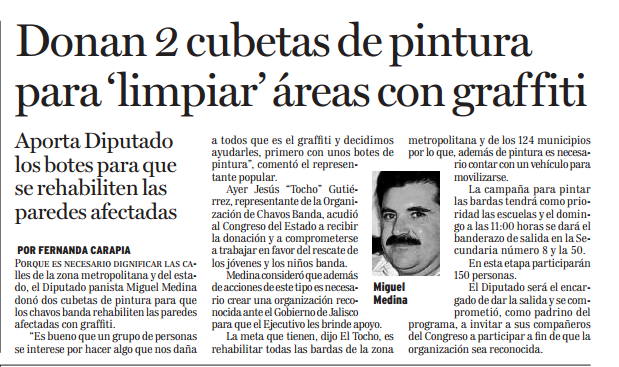 Donan 2 cubetas de pintura para 'limpiar' áreas con graffiti