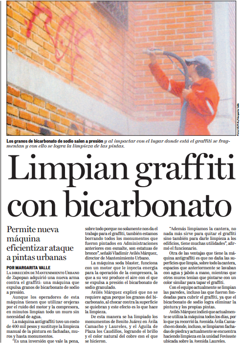 Limpian graffiti con bicarbonato