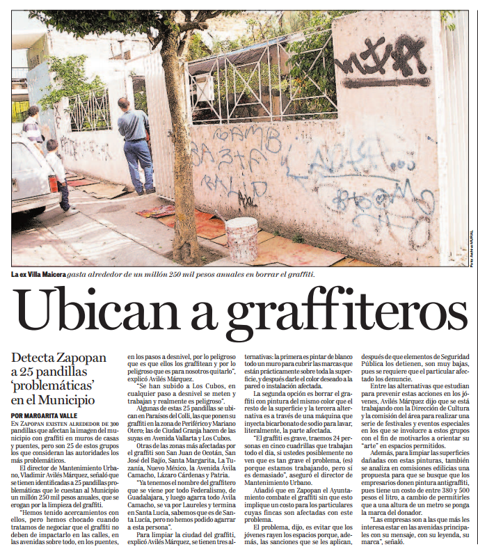 Ubican a graffiteros