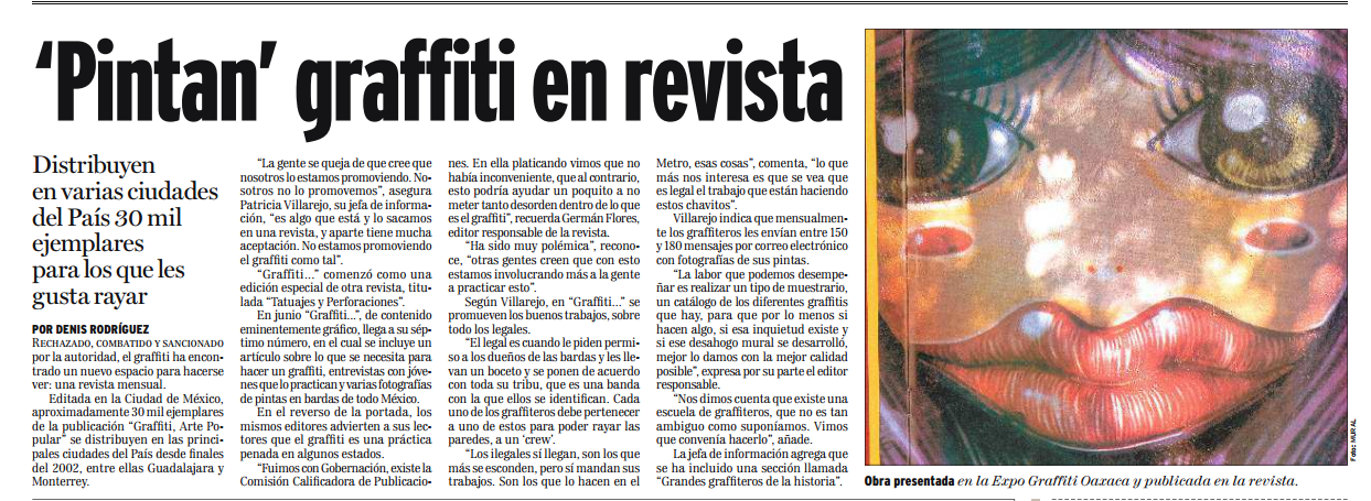 'Pintan' graffiti en revista