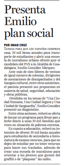 Presenta Emilio plan social