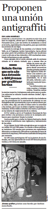 Proponen una unión antigraffiti