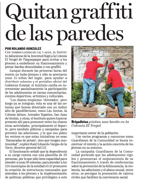 Quitan graffiti de las paredes