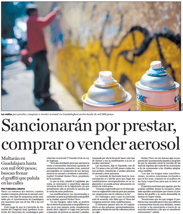 Sancionarán por prestar, comprar o vender aerosol