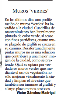 Cartas del Lector / Muros 'verdes'