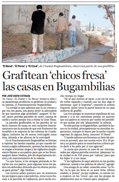 Grafitean 'chicos fresa' las casas en Bugambilias